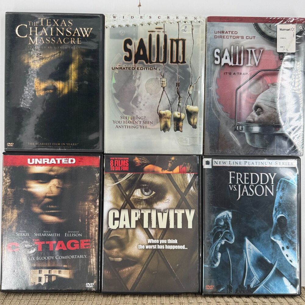 Horror DVD Lot Saw III IV Texas Chainsaw Freddy vs Jason Unrated 6 Movies